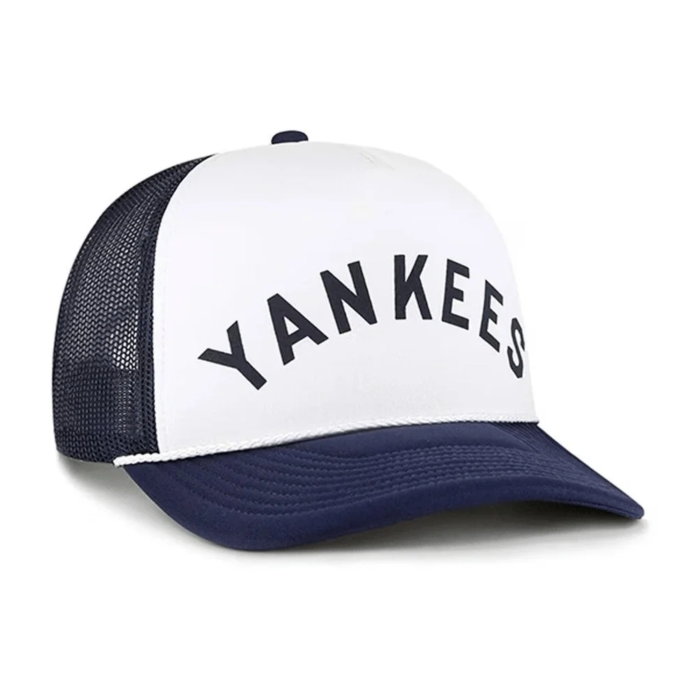 47 Brand New York Yankees Trucker Hat Navy White Mesh Snapback Cap Arched Logo